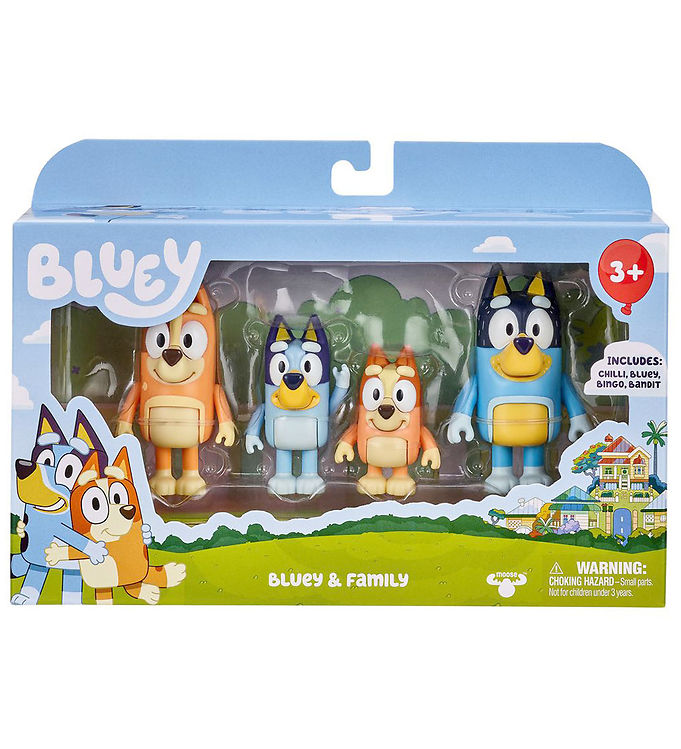 Bluey, 4 pk. Figurer, Bluey familien