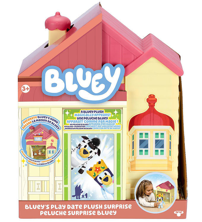 Bluey - Bluey's Play Date Plush Surprise - Bamse Og Hus Legesæt - Moose