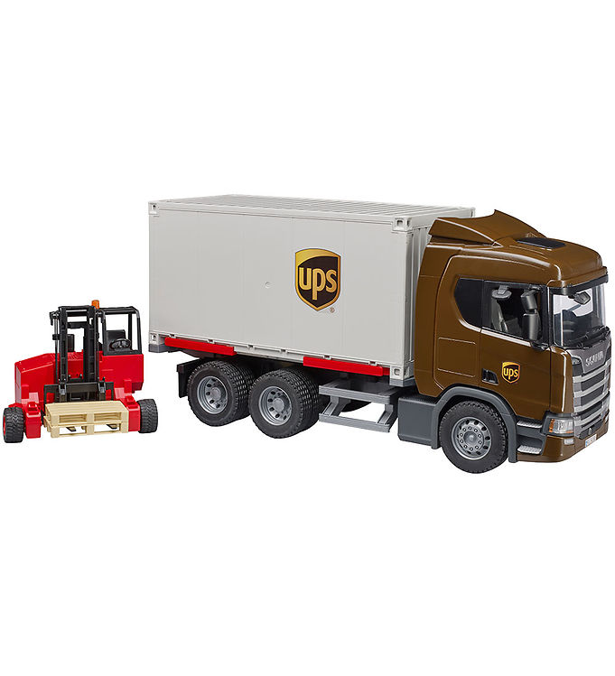 Bruder Lastbil - UPS Scania Super 560R m. Gaffeltruck - 03582