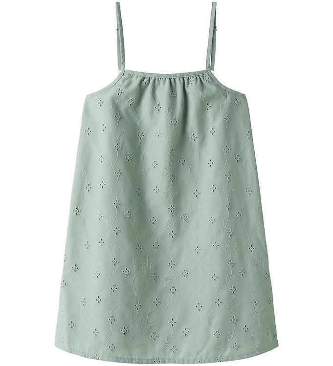 Name it Kjole - NkfVioleta - Aqua Gray m. Broderi Anglaise