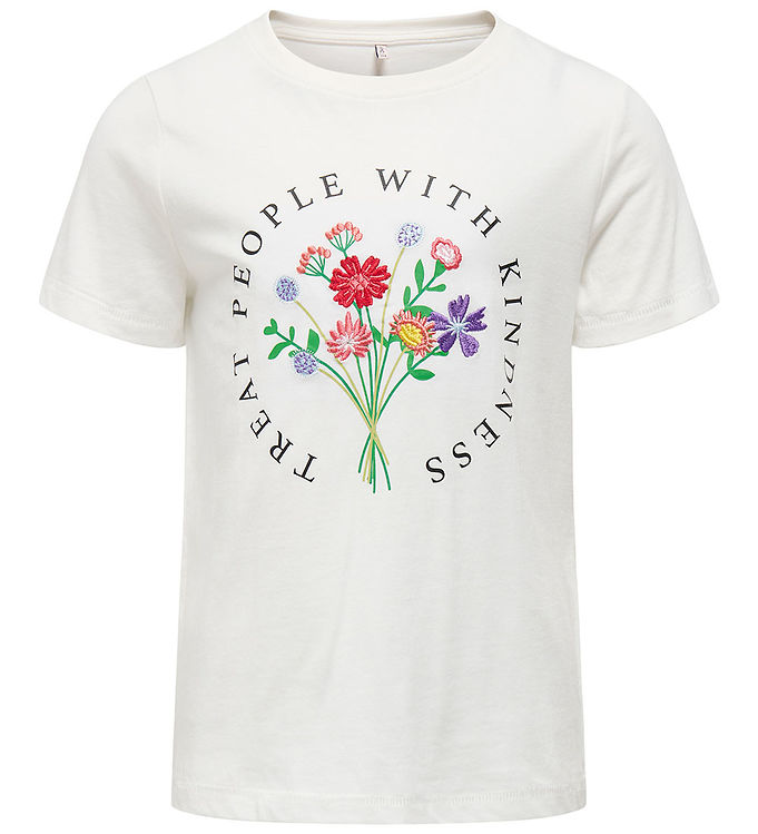 Kids Only T-shirt - KogEmma - Cloud Dancer/Bouquet Coll 2/2025