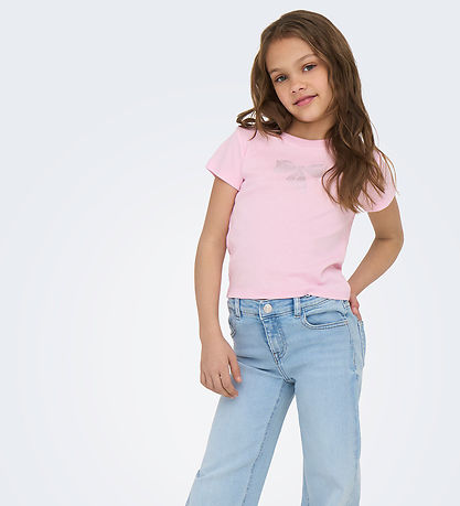Kids Only T-shirt - KogKira - Roseate Spoonbil/Bow m. Rhinsten Kids Only T-shirt - KogKira - Roseate Spoonbil/Bow m. Rhinsten