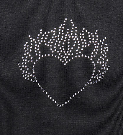 Kids Only Stuttermabolur - KogKira - Svart/Hjarta M. Rhinestone