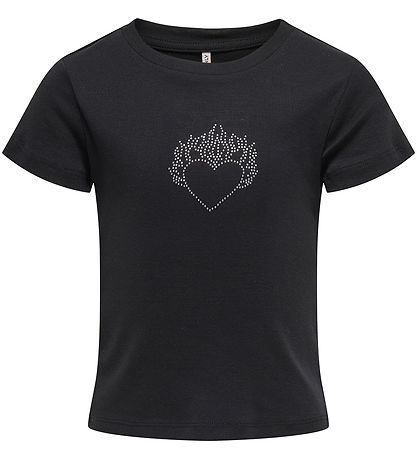 Kids Only T-shirt - KogKira - Sort/Hjerte m. Rhinsten Kids Only T-shirt - KogKira - Sort/Hjerte m. Rhinsten