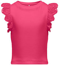Kids Only Top - Rib - KogDrea - Fuchsia Purple m. Broderi Anglai Kids Only Top - Rib - KogDrea - Fuchsia Purple m. Broderi Anglai