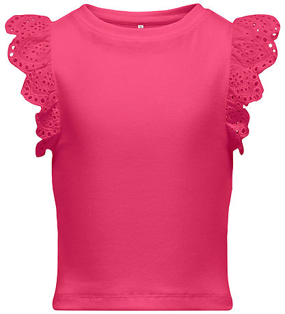 Kids Only Top - Rib - KogDrea - Fuchsia Purple m. Broderi Anglai Kids Only Top - Rib - KogDrea - Fuchsia Purple m. Broderi Anglai
