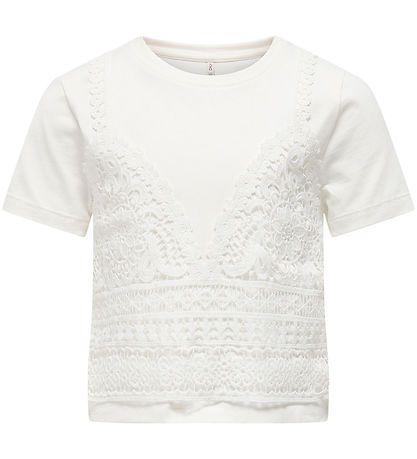 Kids Only T-shirt - KogBetsy - Cloud Dancer m. Hulmønster Kids Only T-shirt - KogBetsy - Cloud Dancer m. Hulmønster