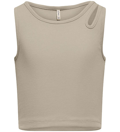 Kids Only Top - Rib - KogNessa - Feather Gray/Shoulder Cut Out
