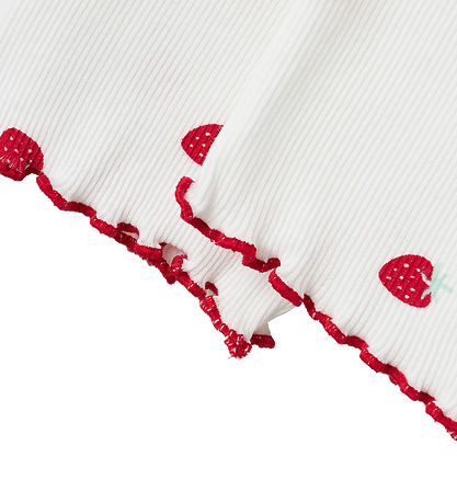 Name it Cykelshorts - Rib - NmfJillie - Bright White m. Jordbær