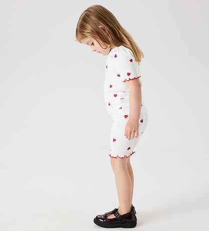 Name it Cykelshorts - Rib - NmfJillie - Bright White m. Jordbær