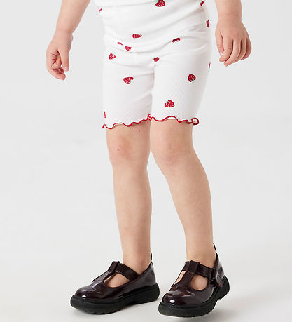 Name it Cykelshorts - Rib - NmfJillie - Bright White m. Jordbær