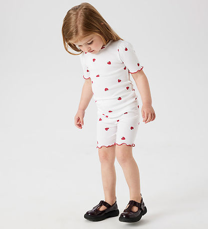 Name it T-shirt - Rib - NmfJillie - Bright White m. Jordbær