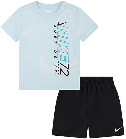 Nike Shortssæt - T-shirt/Shorts - Lyseblå/Sort Nike Shortssæt - T-shirt/Shorts - Lyseblå/Sort