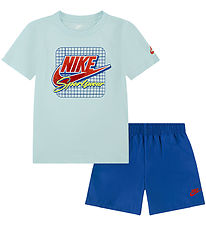 Nike Shortssæt - T-shirt/Shorts - Lyseblå/Blå Nike Shortssæt - T-shirt/Shorts - Lyseblå/Blå