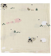 Done By Deer Babysvøb - Musselin - 120x120 cm - Tiny Farm - Sand