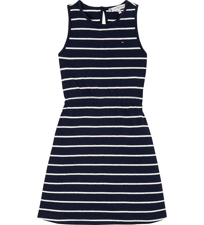 Tommy Hilfiger Kjole - Bomuld/Hør - Dark Night Navy Striped