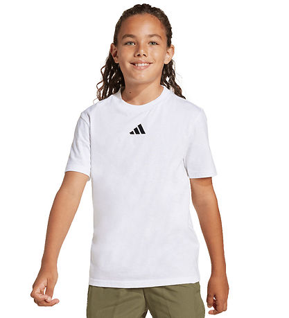 adidas Performance T-shirt - J SL 160 - Hvid/Sort m. Logo