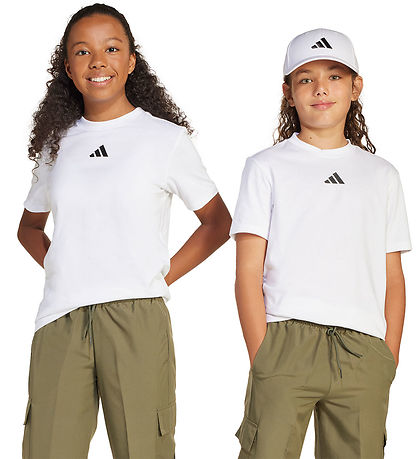 adidas Performance T-shirt - J SL 160 - Hvid/Sort m. Logo