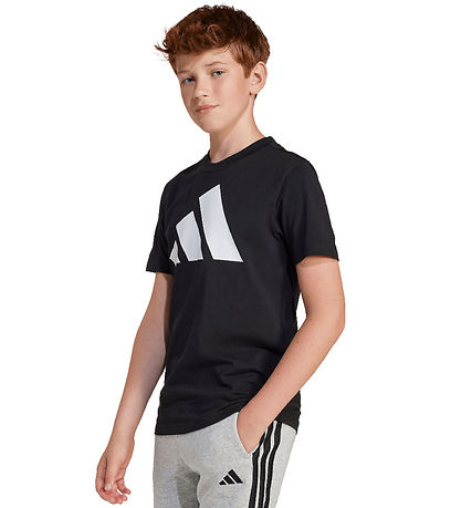 adidas Performance T-Shirt - J BL Tee 160 - Schwarz/Weiß m. Logo