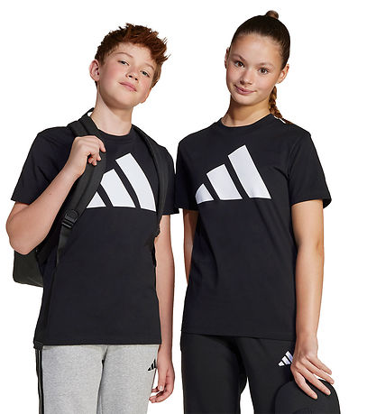 adidas Performance T-Shirt - J BL Tee 160 - Schwarz/Weiß m. Logo