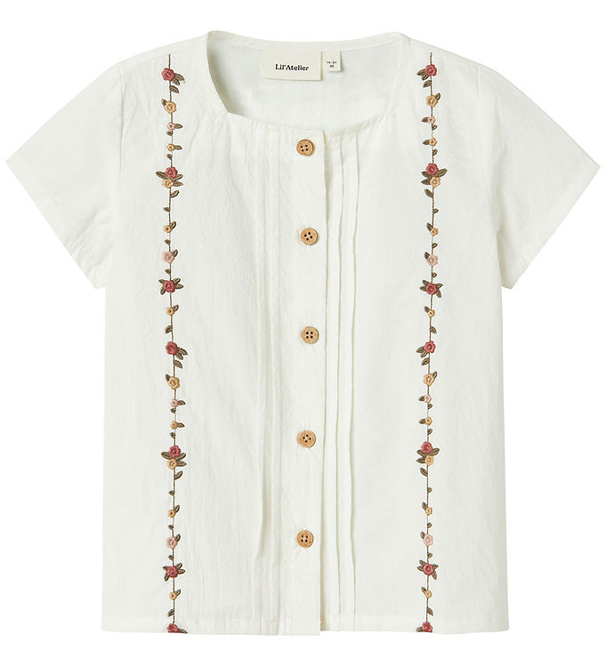 Lil' Atelier Skjorte - NmfJolene - Coconut Milk m. Blomster