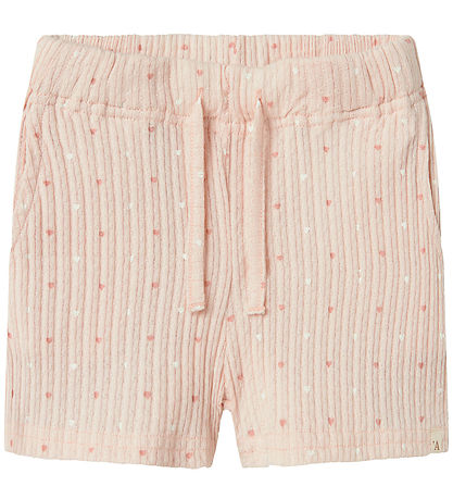 Lil' Atelier Shorts - Rib - NmfHulla - Peach Blush w. Hearts