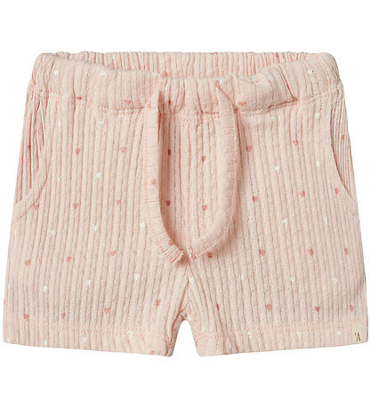 Lil' Atelier Shorts - Rib - NbfHulla - Peach Blush m. Hjerter Lil' Atelier Shorts - Rib - NbfHulla - Peach Blush m. Hjerter