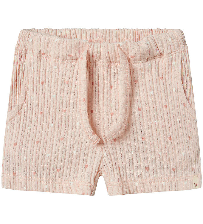 Lil' Atelier Shorts - Rib - NbfHulla - Peach Blush m. Hjerter