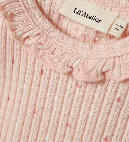 Lil' Atelier Bodysuit s/s - Rib - NbfHulla - Peach Blush w. Hear