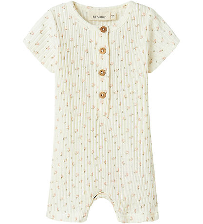 Lil' Atelier Sommerdragt - Rib - NbfHulla - Coconut Milk m. Blom