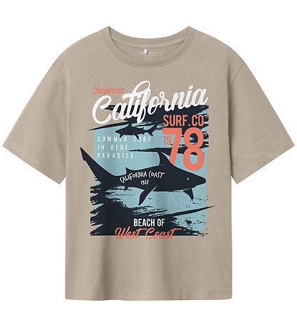 Name It T-shirt - NkmHirlan - Island Fossil m. Print