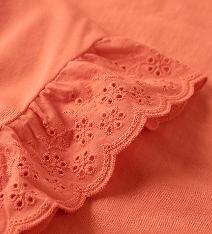 Name It T-shirt - NkfHrejaline - Fresh Salmon m. Broderi Anglais