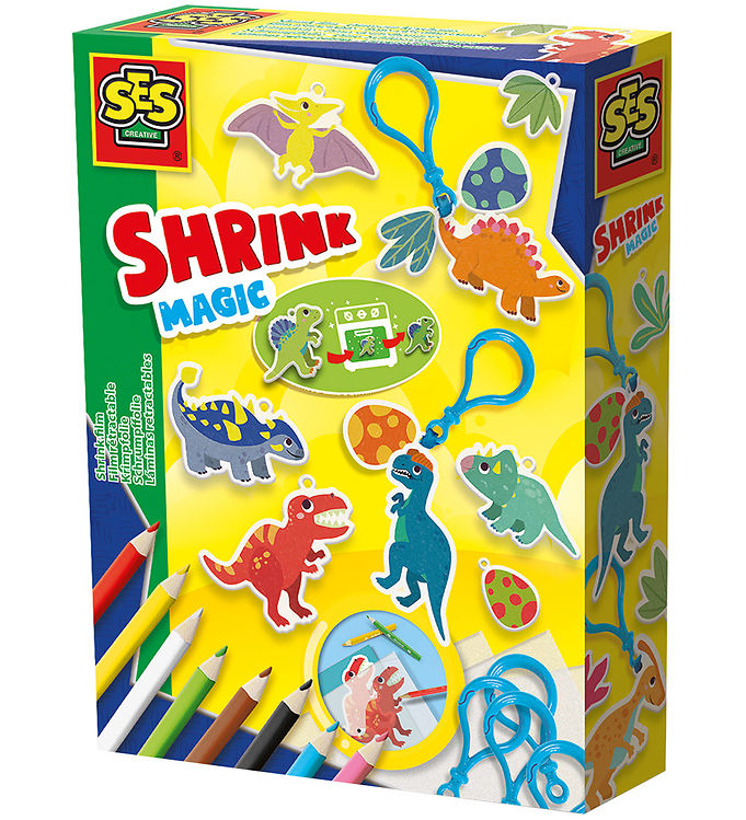 SES Creative Kreasæt - Krympeplast - Dinosaur Nøgleringe