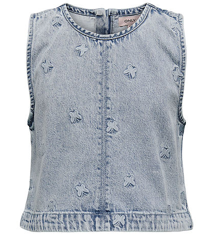 Kids Only Top - KogFreja - Lyseblå Denim/Sommerfugl