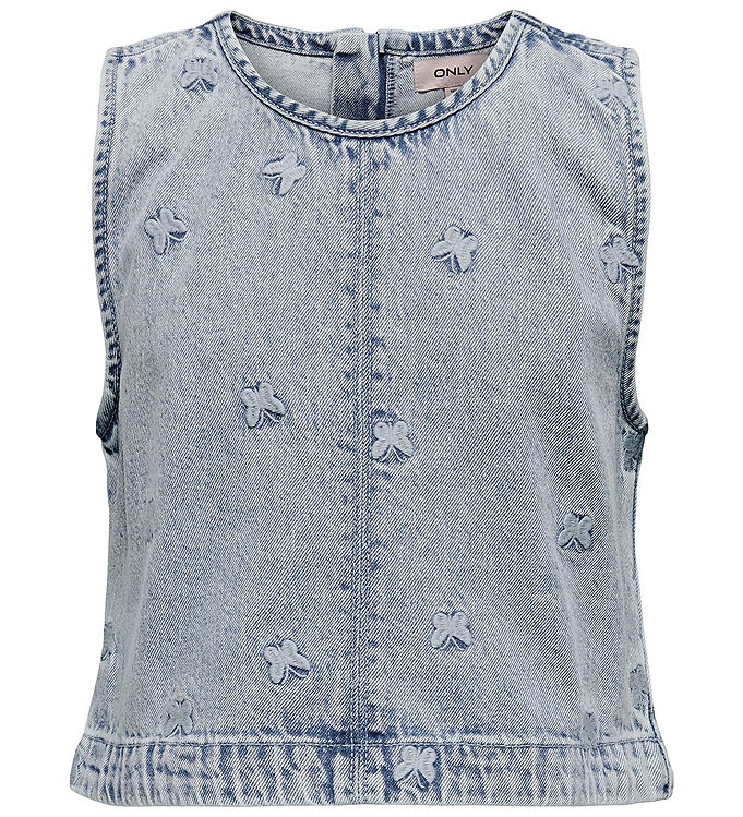 Kids Only Top - KogFreja - Lyseblå Denim/Sommerfugl