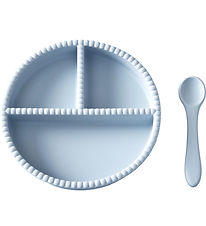 Jack o Juno Spisesæt - Silikone - 2 Dele - Bubble - Pale Blue Jack o Juno Spisesæt - Silikone - 2 Dele - Bubble - Pale Blue