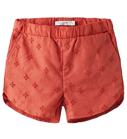 Name It Shorts - NmfVioleta - Spiced Coral m. Broderi Anglaise Name It Shorts - NmfVioleta - Spiced Coral m. Broderi Anglaise