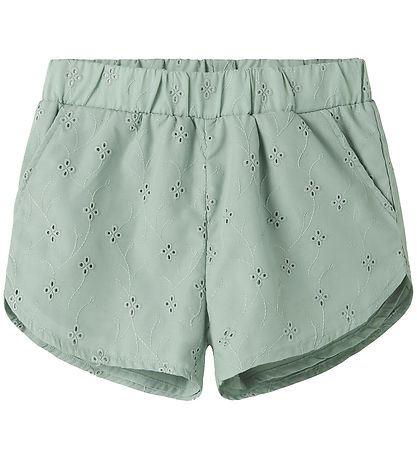 Name It Shorts - NmfVioleta - Aqua Gray m. Broderi Anglaise