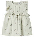 Name It Kjole - Musselin - NbfHikka - Aqua Gray m. Blomster