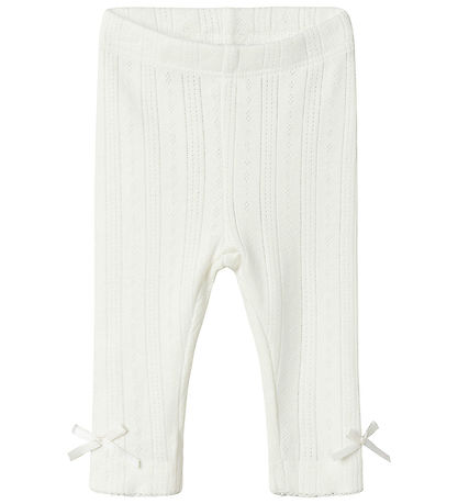 Name It Leggings - NbfHappy - Cloud Dancer m. Hulmønster