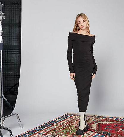 Hound Kjole - Off Shoulder - Strik - Sort