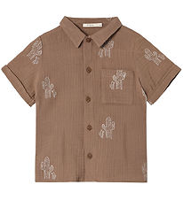 Fliink Shirt s/s - Hello - Pine Bark Cactus Aop
