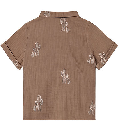 Fliink Shirt s/s - Hello - Pine Bark Cactus Aop