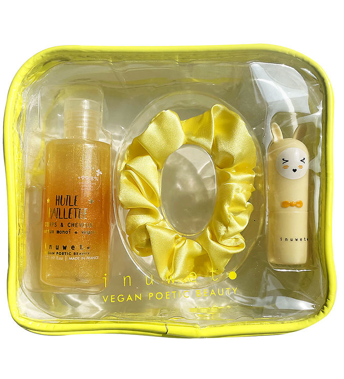 Inuwet Gavesæt - Læbepomade/Glitterolie/Scrunchie - Monoi/Pineap