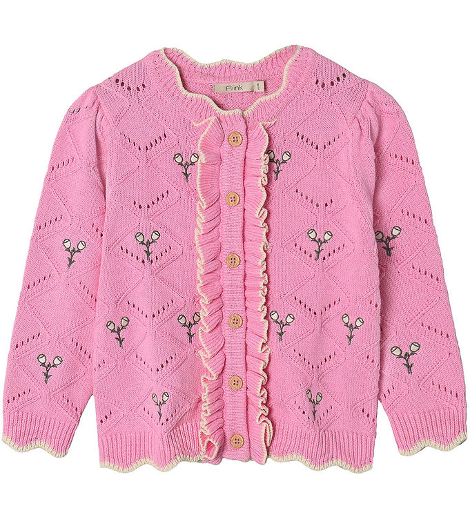 Fliink Cardigan - Strik - Mela Flower - Begonia Pink