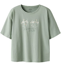 Name It T-shirt - NkfVeen - Aqua Gray/Flamingo Name It T-shirt - NkfVeen - Aqua Gray/Flamingo
