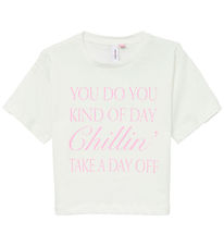 Vero Moda Girl T-shirt - Cropped - VmKatrine - Snow White/Chilli Vero Moda Girl T-shirt - Cropped - VmKatrine - Snow White/Chilli