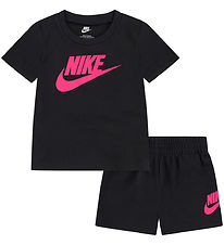 Nike Shortssæt - T-shirt/Shorts - Hyper Pink/Black Nike Shortssæt - T-shirt/Shorts - Hyper Pink/Black