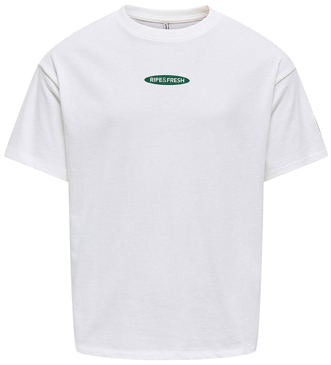 Kids Only T-shirt - KogPhoebe Life - Cloud Dancer/Guava