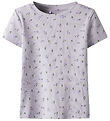 Name It T-shirt - Rib - NmfHofie - Misty Lilac m. Blomster